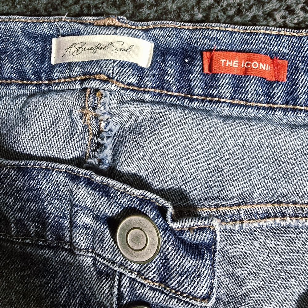 A Beautiful Soul “The Iconic” Distressed Jeans Size 14 Button Fly Light Wash - Picture 5 of 8